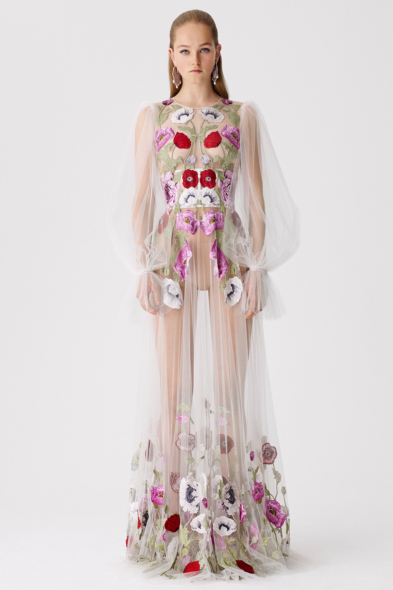 white embroidered maxi gown