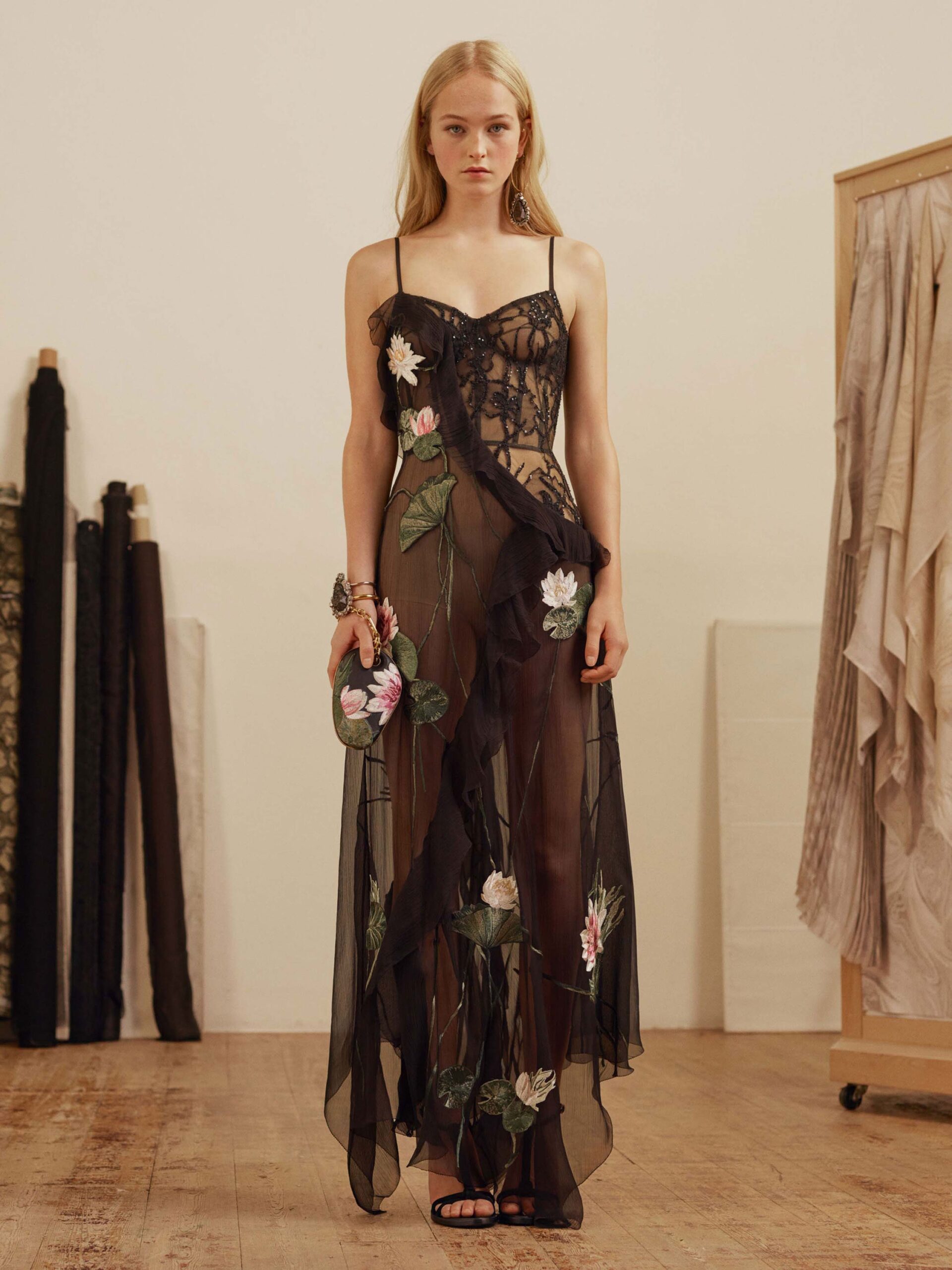 black silk sleeveless dress