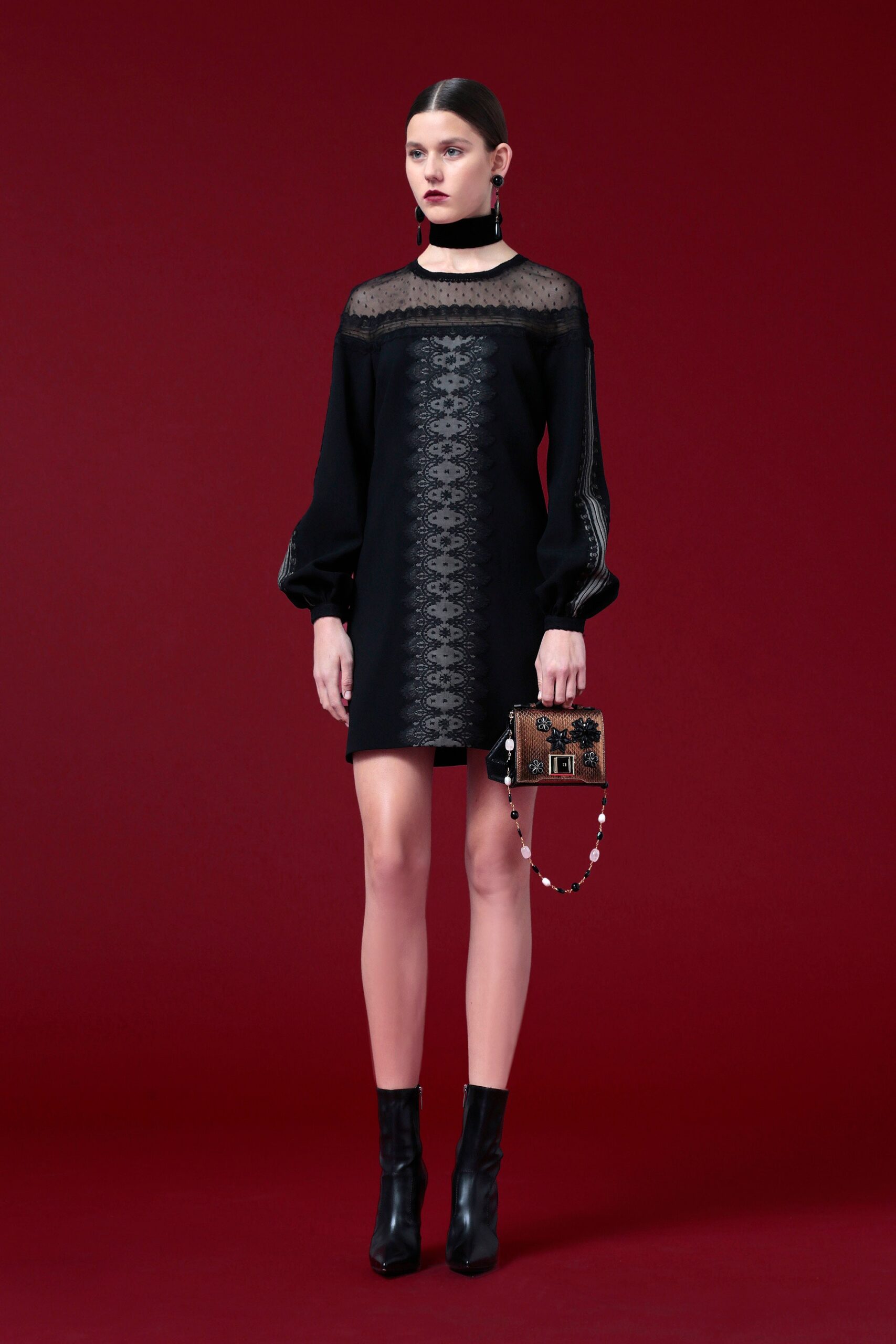 black silk mini dress