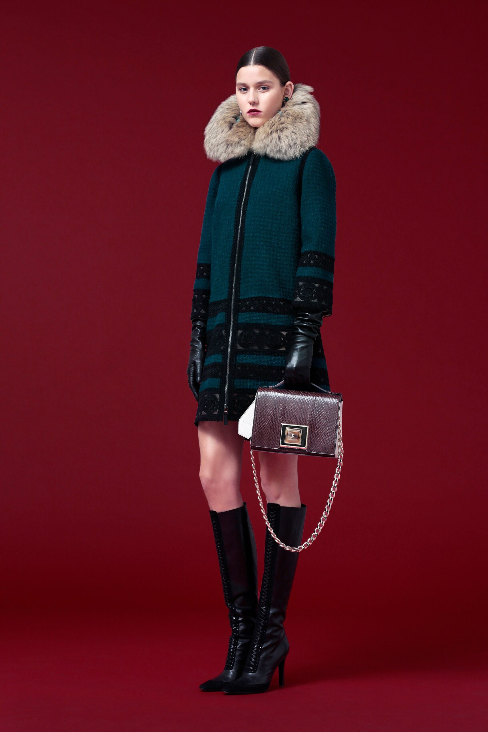 green wool fitted coat