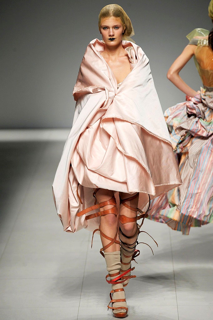 pink silk draped midi dress