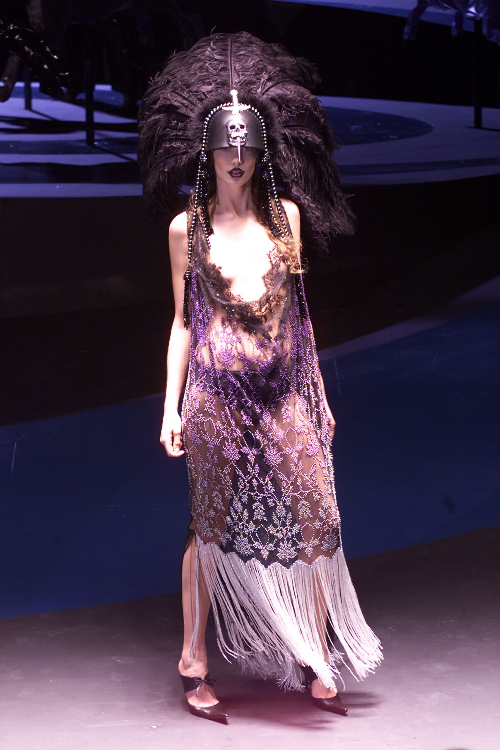 black and purple sheer dress