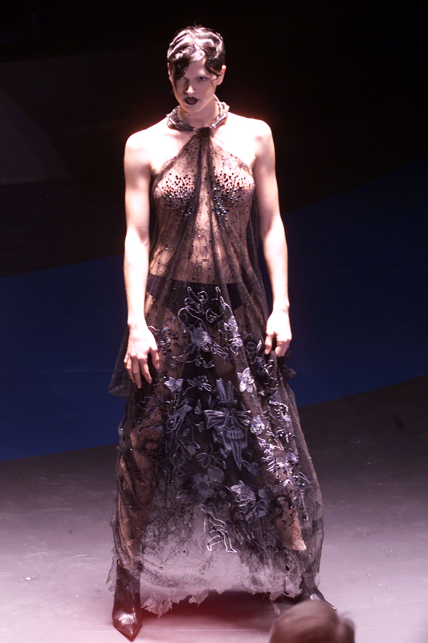 black silk lace gown