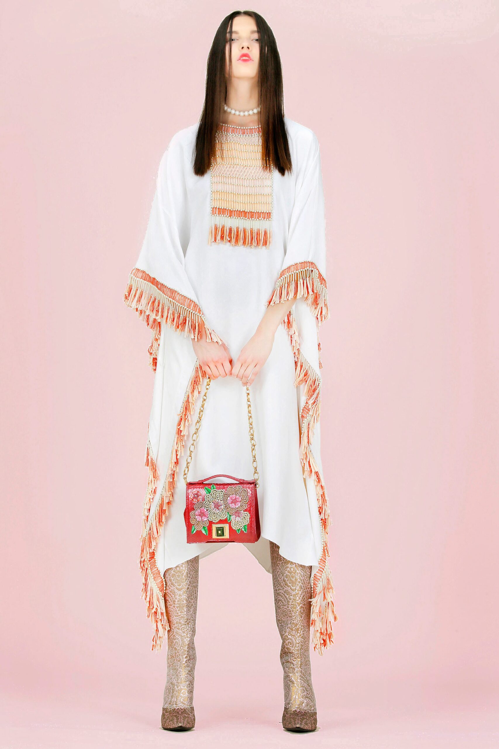 white relaxed embroidered dress