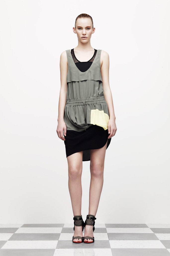 green black layered mini dress