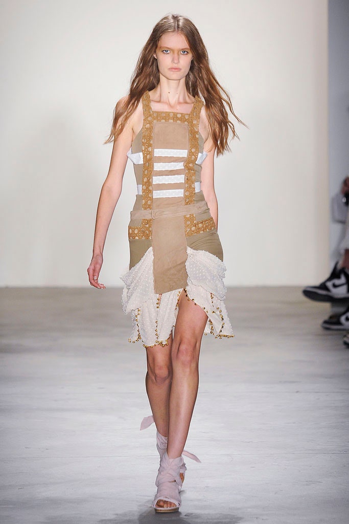 beige and white tiered dress