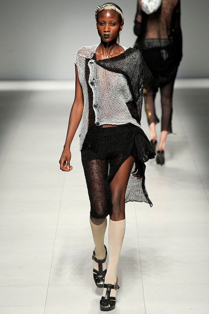 black and white mesh top and shorts