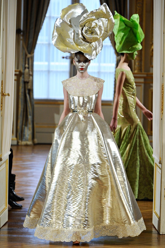 gold silk sleeveless gown