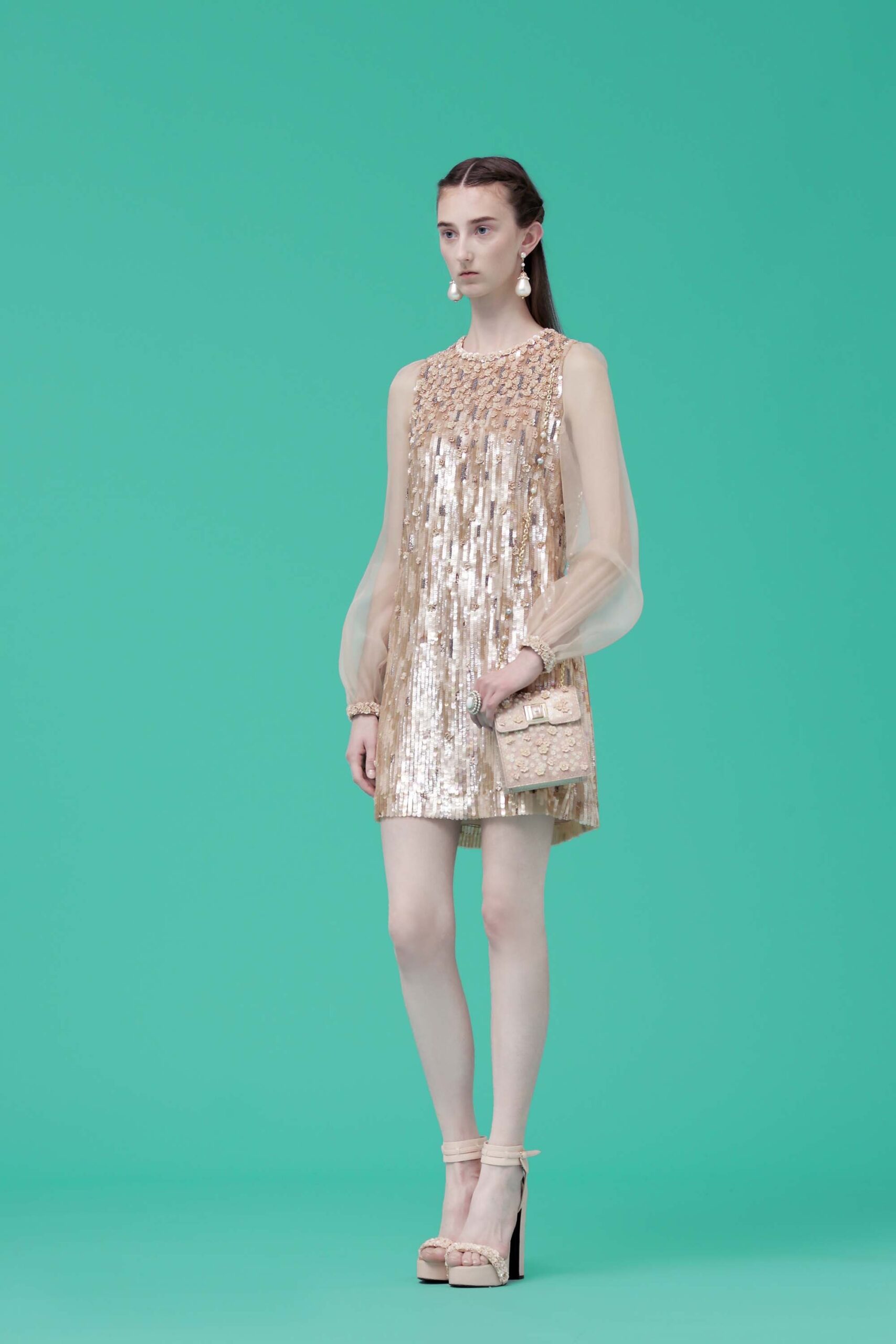 gold sequin sleeveless mini dress