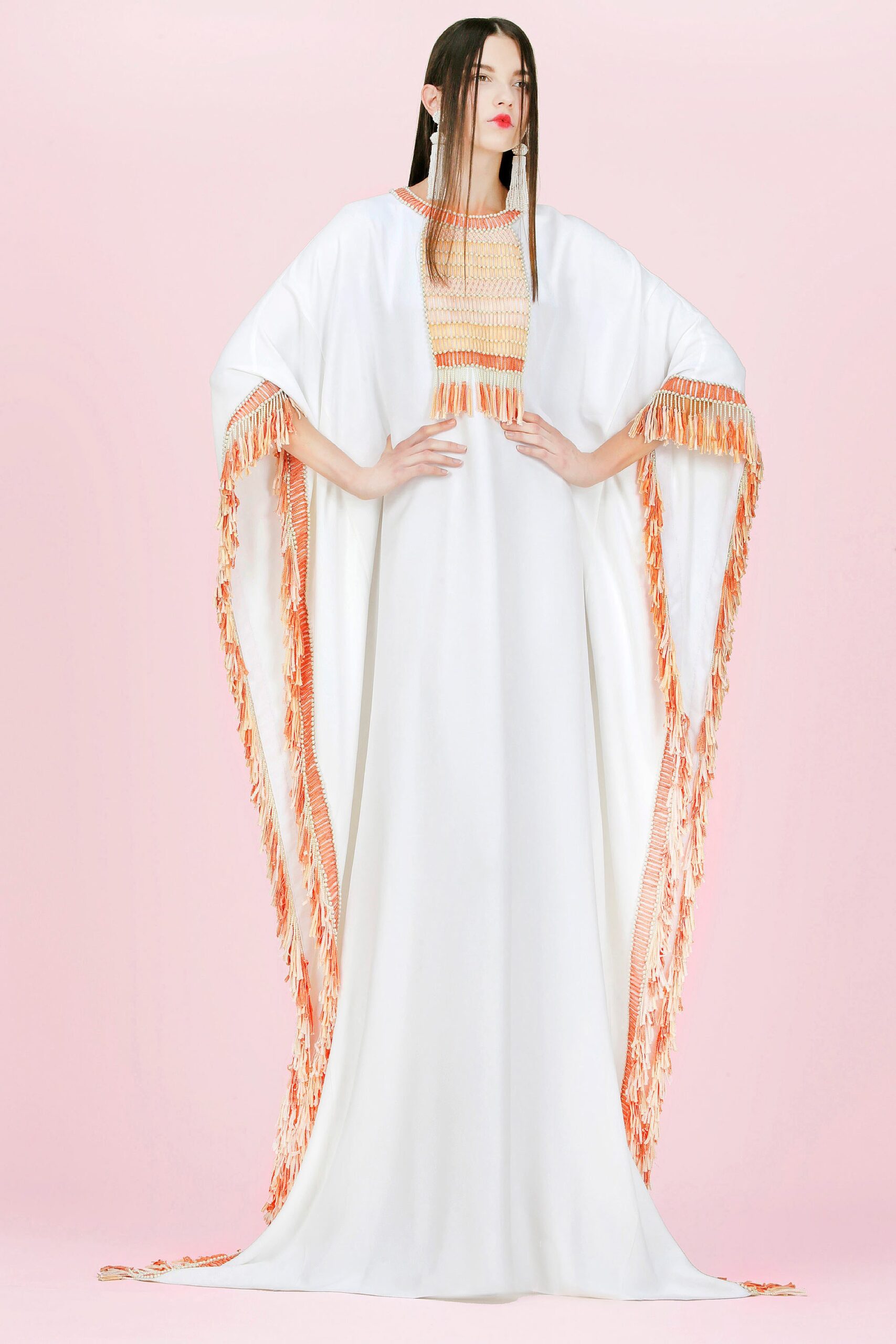white cotton fringed cape