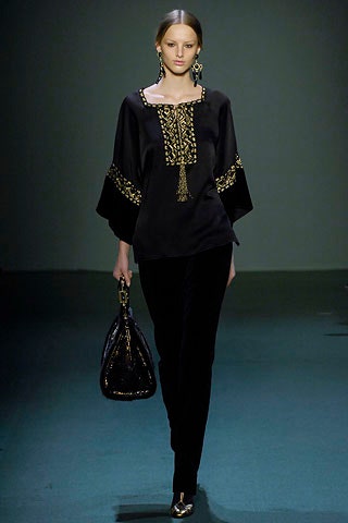 black silk blouse with embroidered details