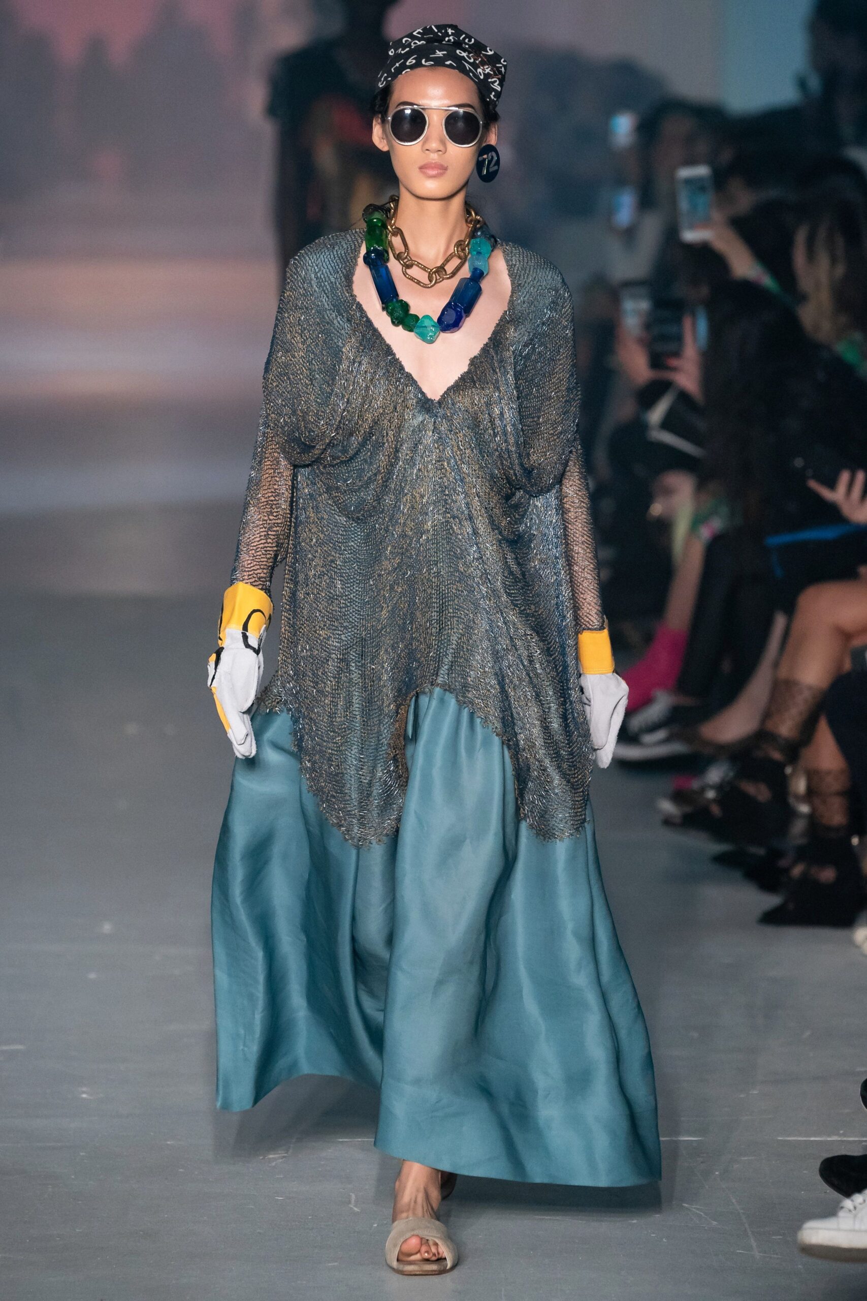 blue silk relaxed dress