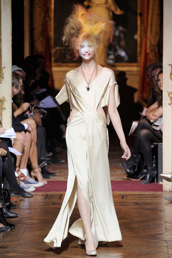 beige silk sleeveless dress