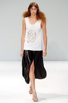 black silk slit relaxed high-waisted straight-leg flowing skirt