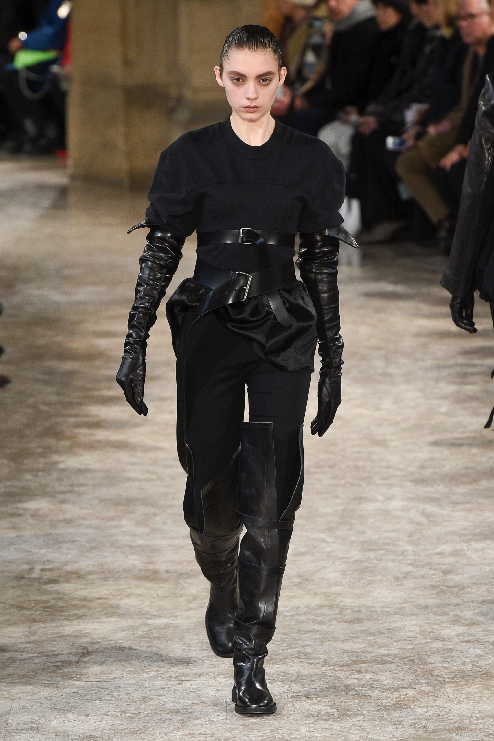 black fitted top and pants