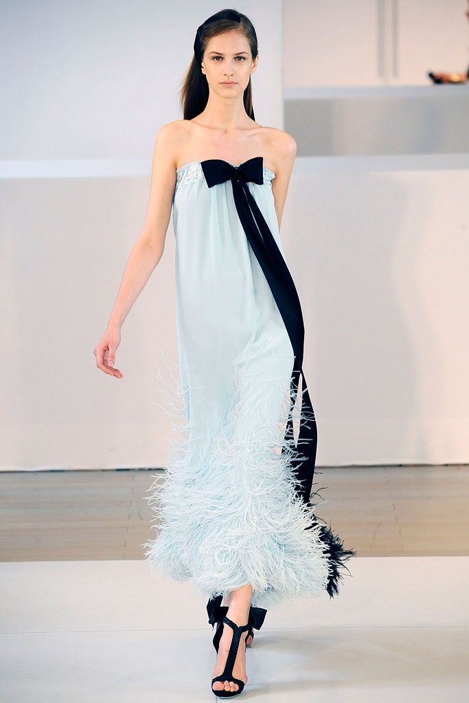 light blue strapless draped dress