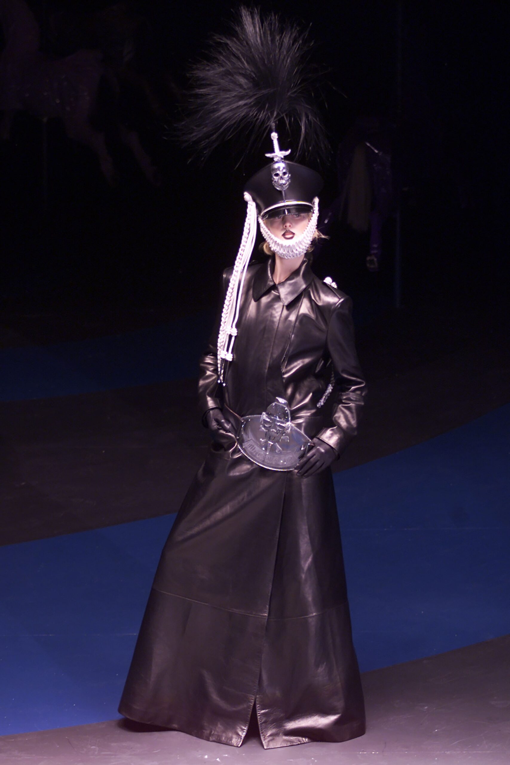 black leather fitted coat