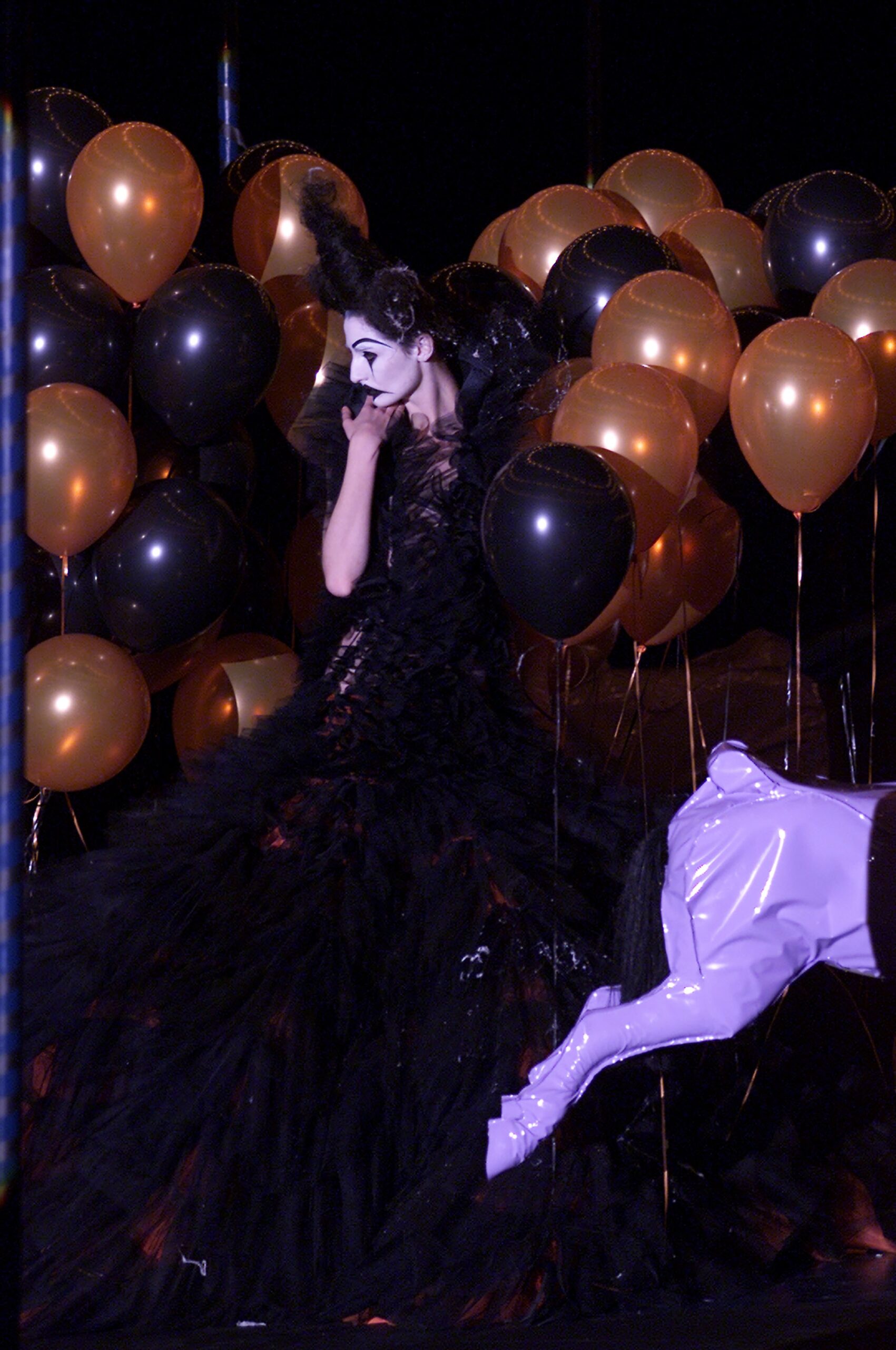 black ruffled tulle gown