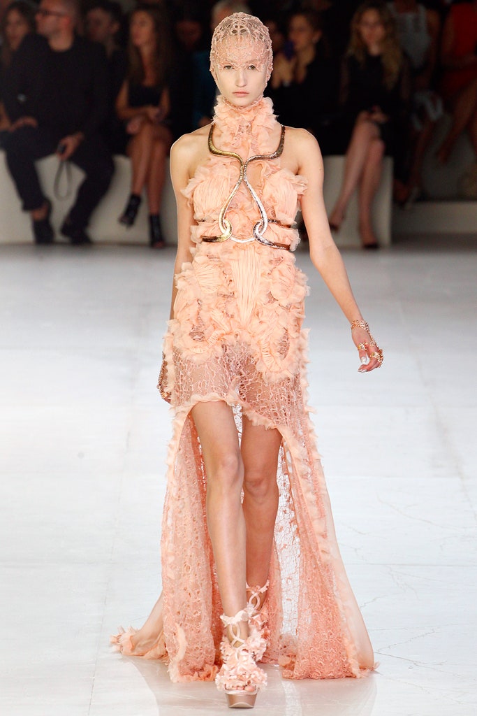 pink lace fitted dress