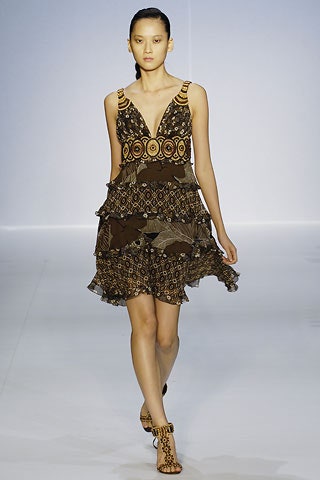 brown printed mini dress