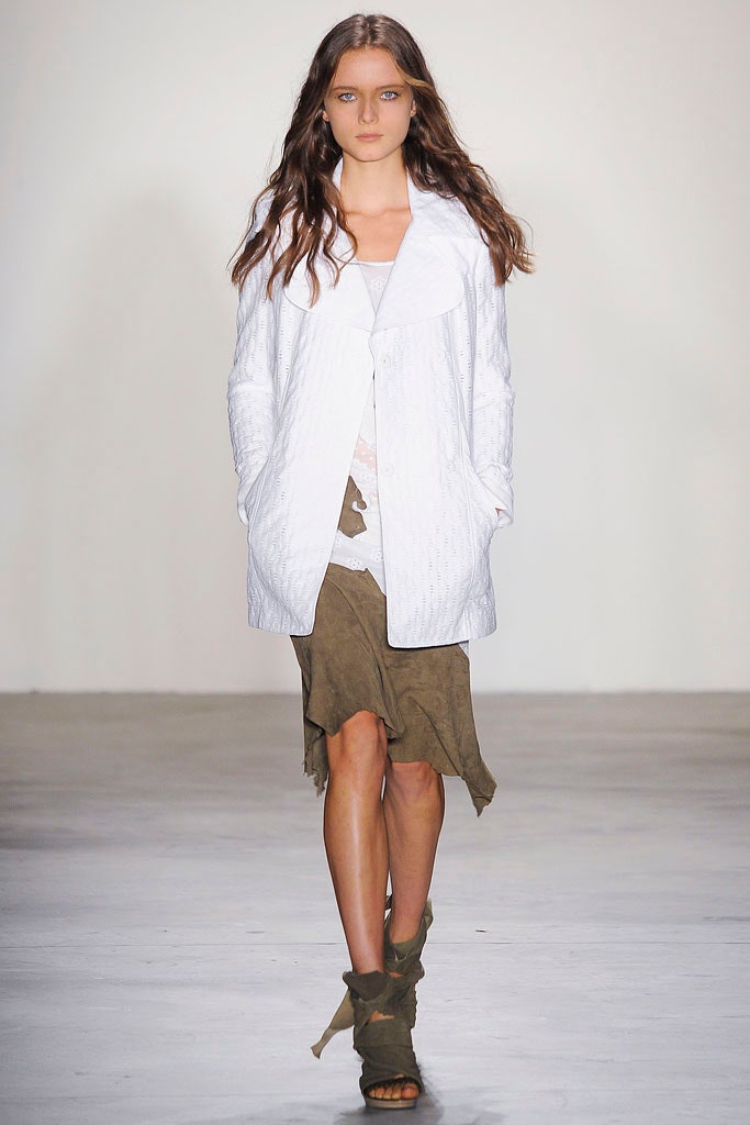 green cotton asymmetric fitted fringed skirt