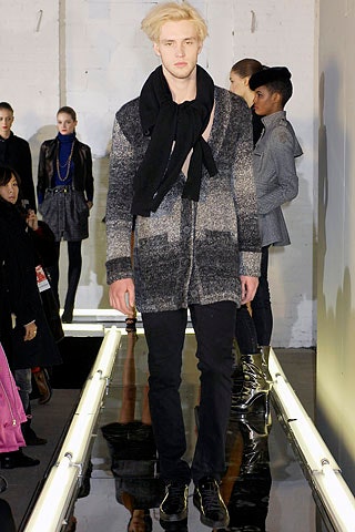 black wool long-sleeve relaxed layered cardigan