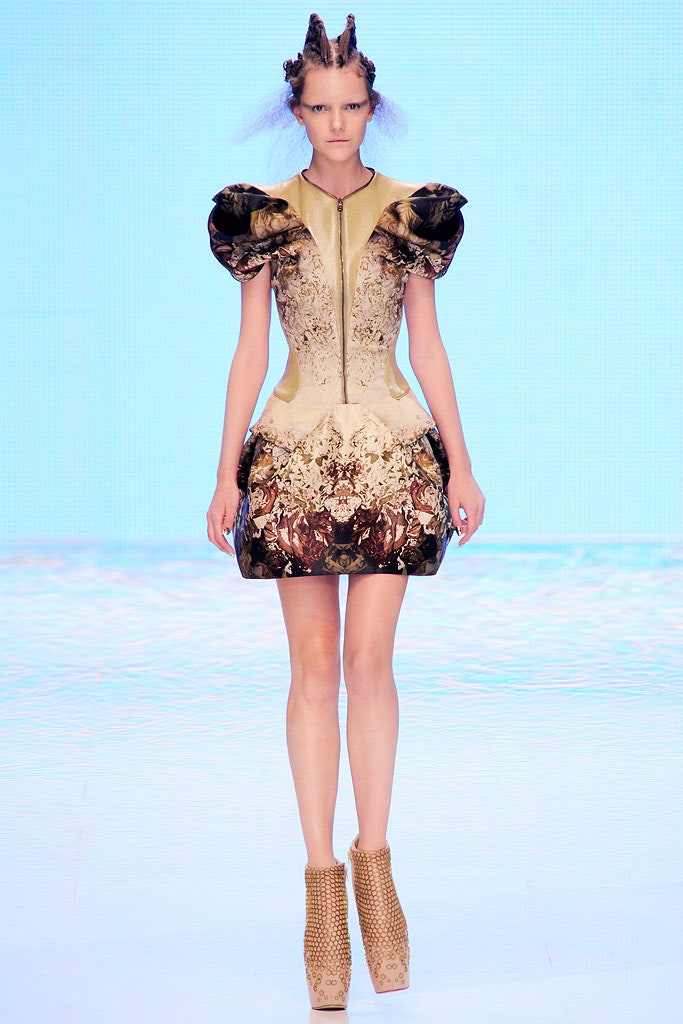 gold and brown embroidered mini dress