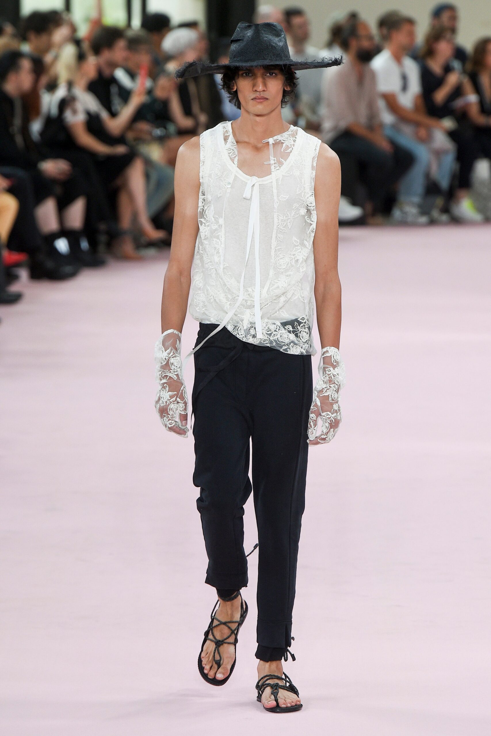 white silk sleeveless v-neck relaxed embroidered sheer top