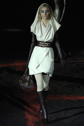 white fitted mini dress with brown accessories