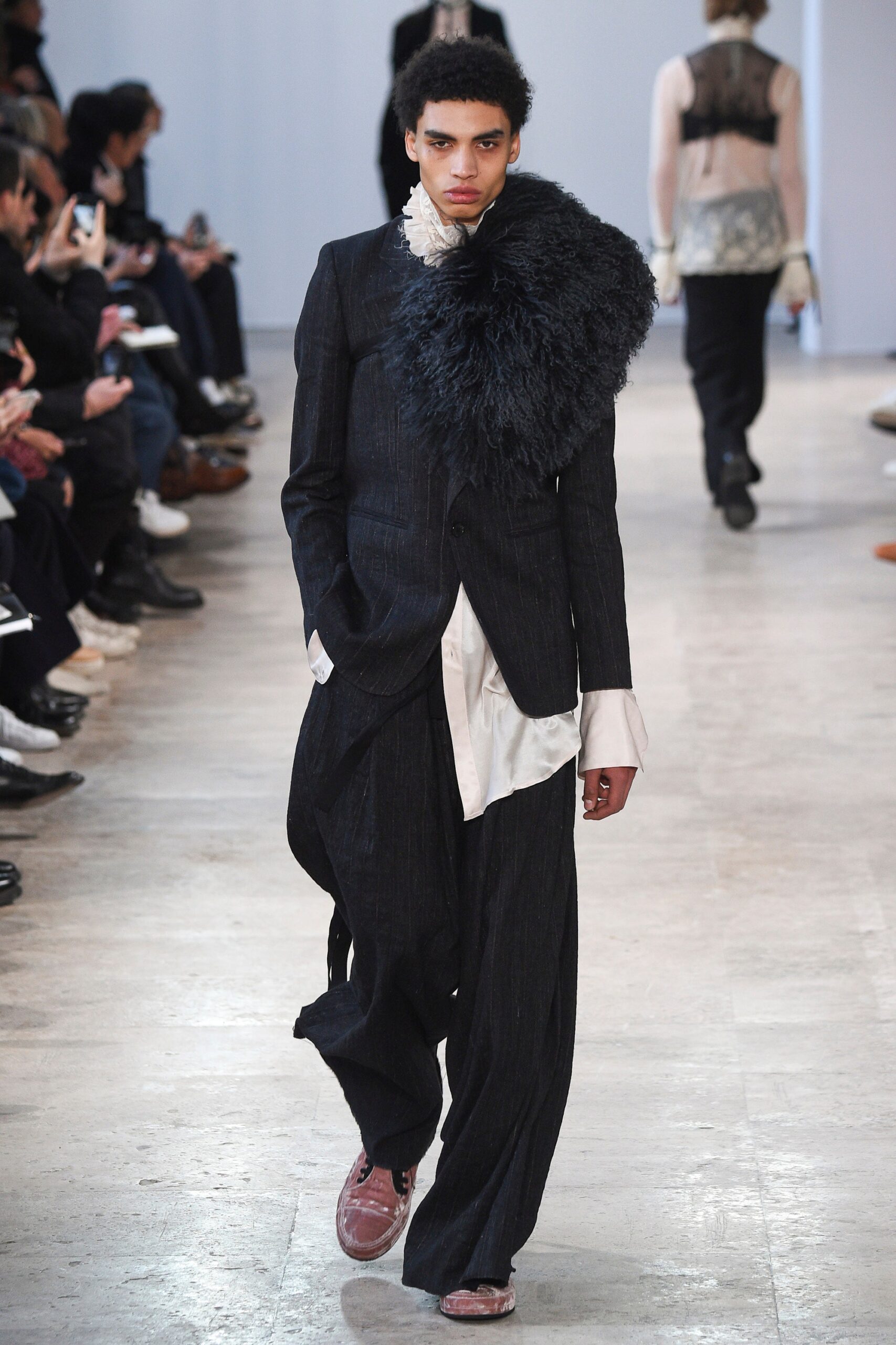 black relaxed suit with white shirt