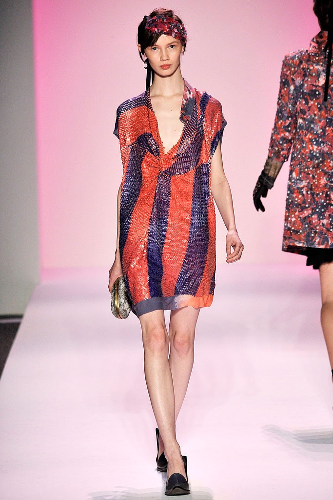 red and blue color-blocked dress