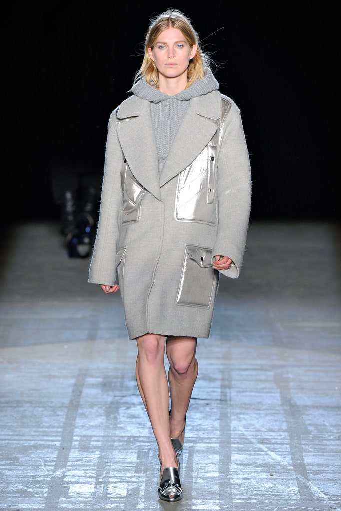 gray wool coat with hoodie