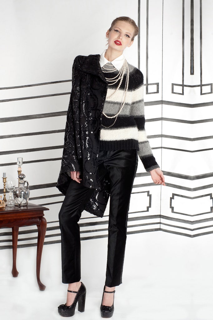 black and white striped top with pants