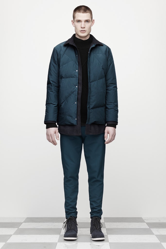 blue jersey long-sleeve collared relaxed zippered jacket