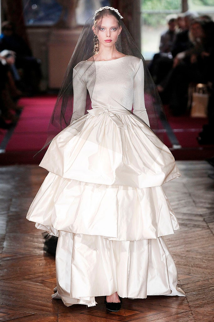 white silk long-sleeve gown