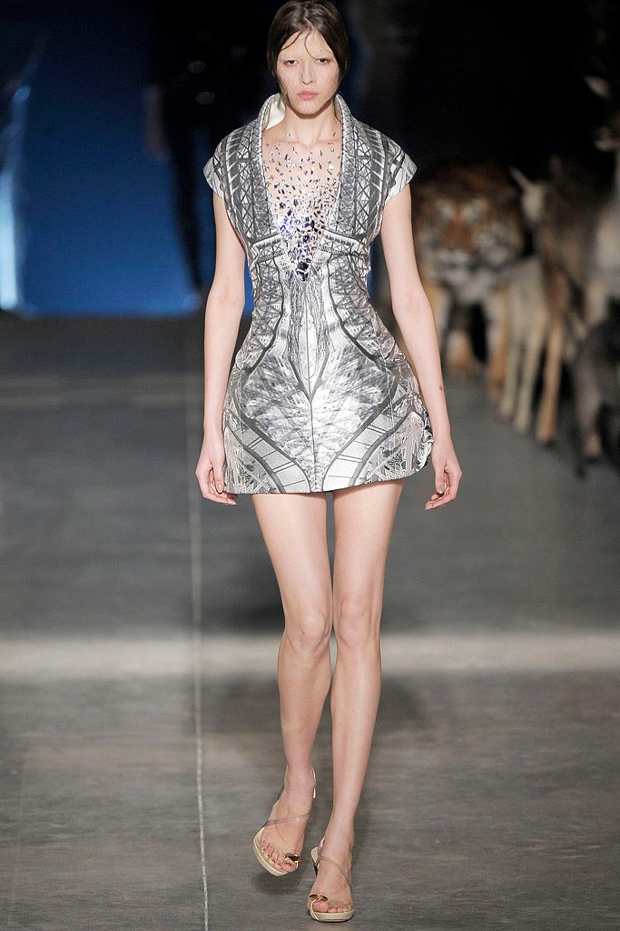 fitted silver metallic mini dress