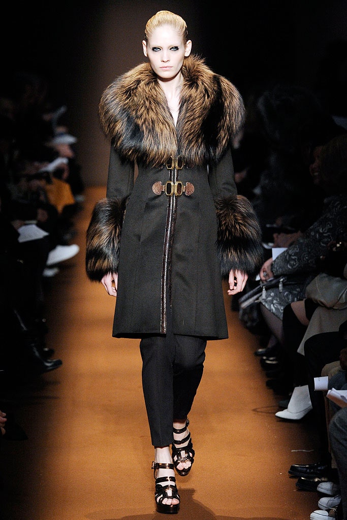 black wool coat with fur