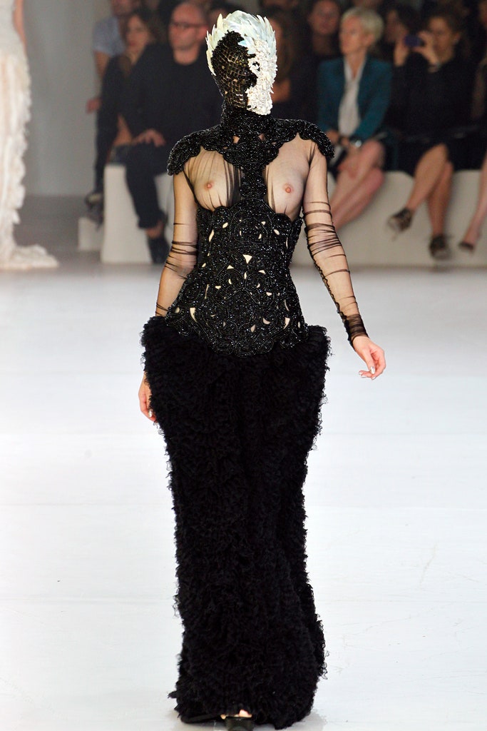 black silk fitted gown