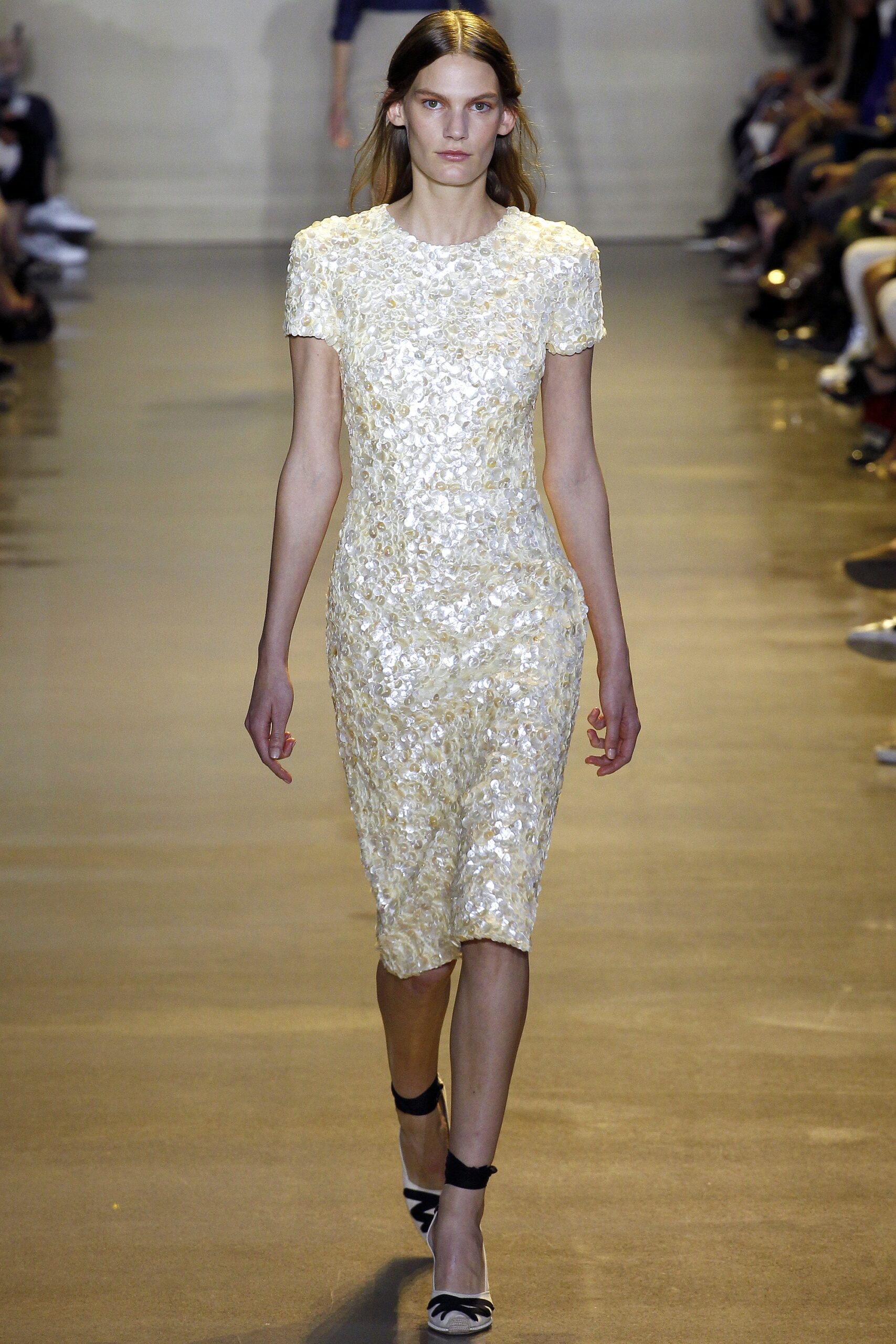 white beaded fitted dress