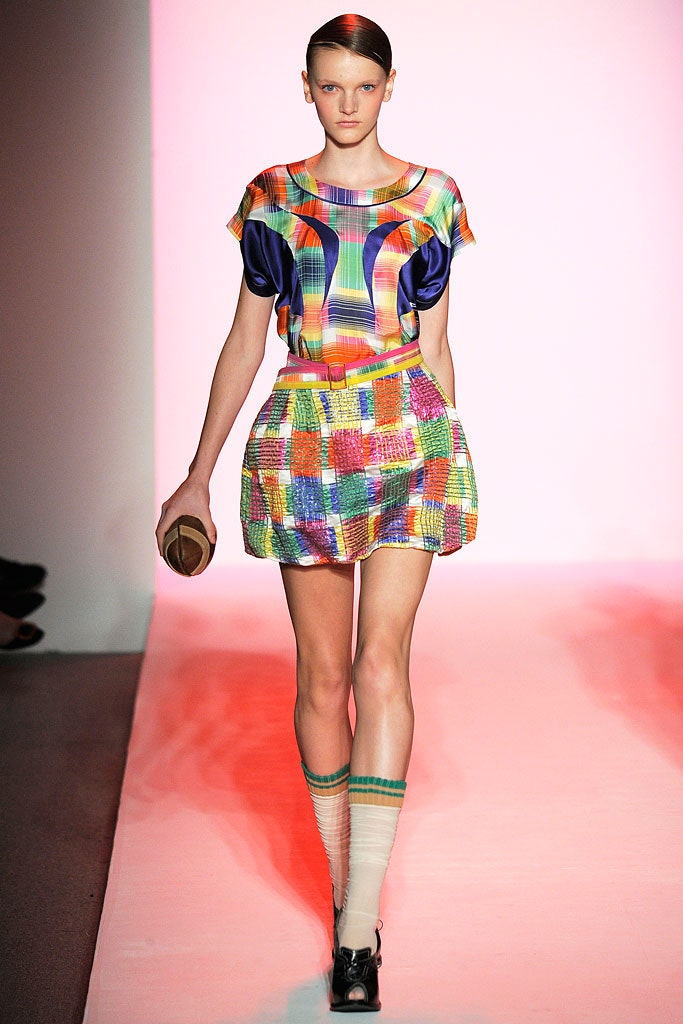 multi short-sleeve fitted printed top