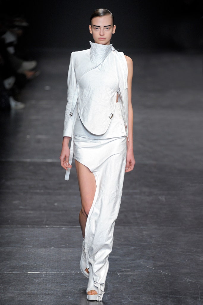 white leather fitted dress