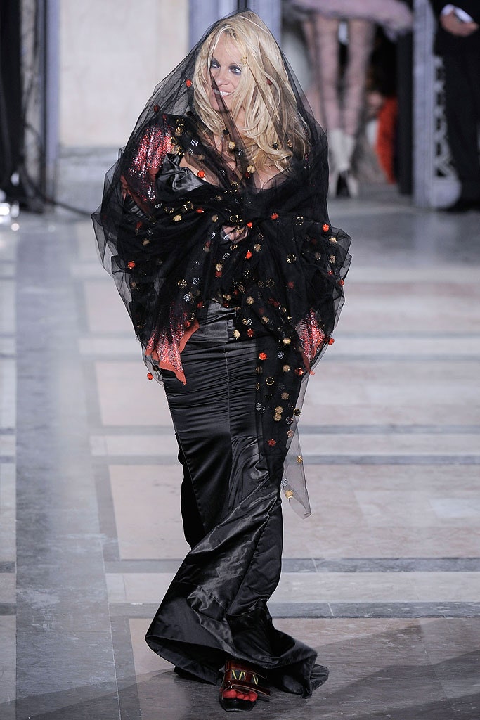 black and red flowing gown