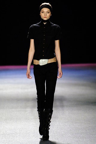 black fitted shirt and pants