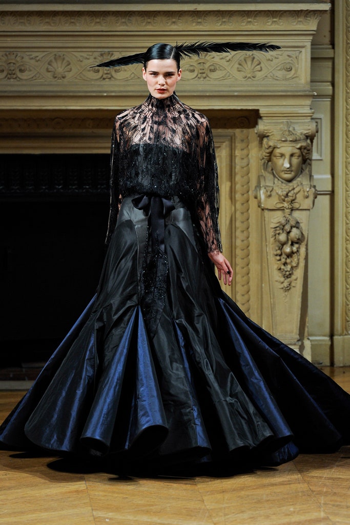 black silk lace gown