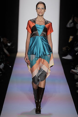 blue orange gray silk dress