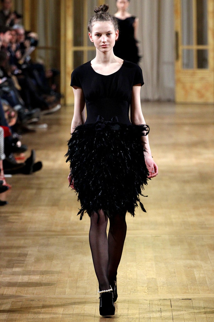 black feathered mini dress