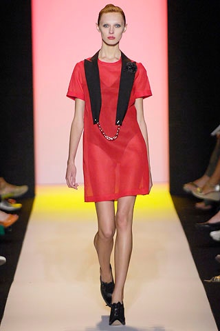 red silk sleeveless collared relaxed layered sheer dress