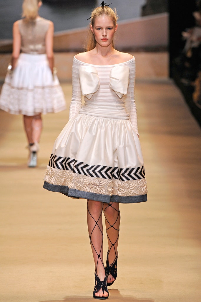 white silk off-shoulder dress