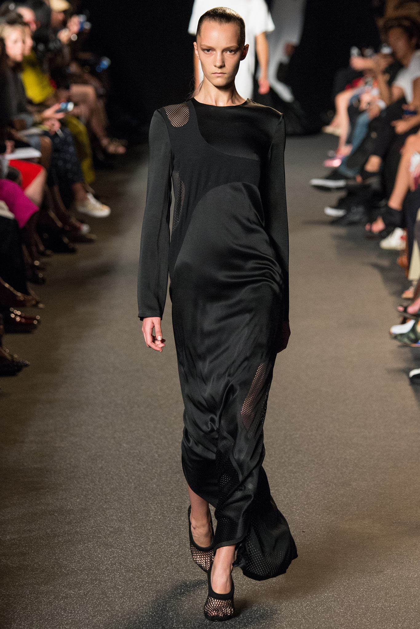 black silk fitted midi dress