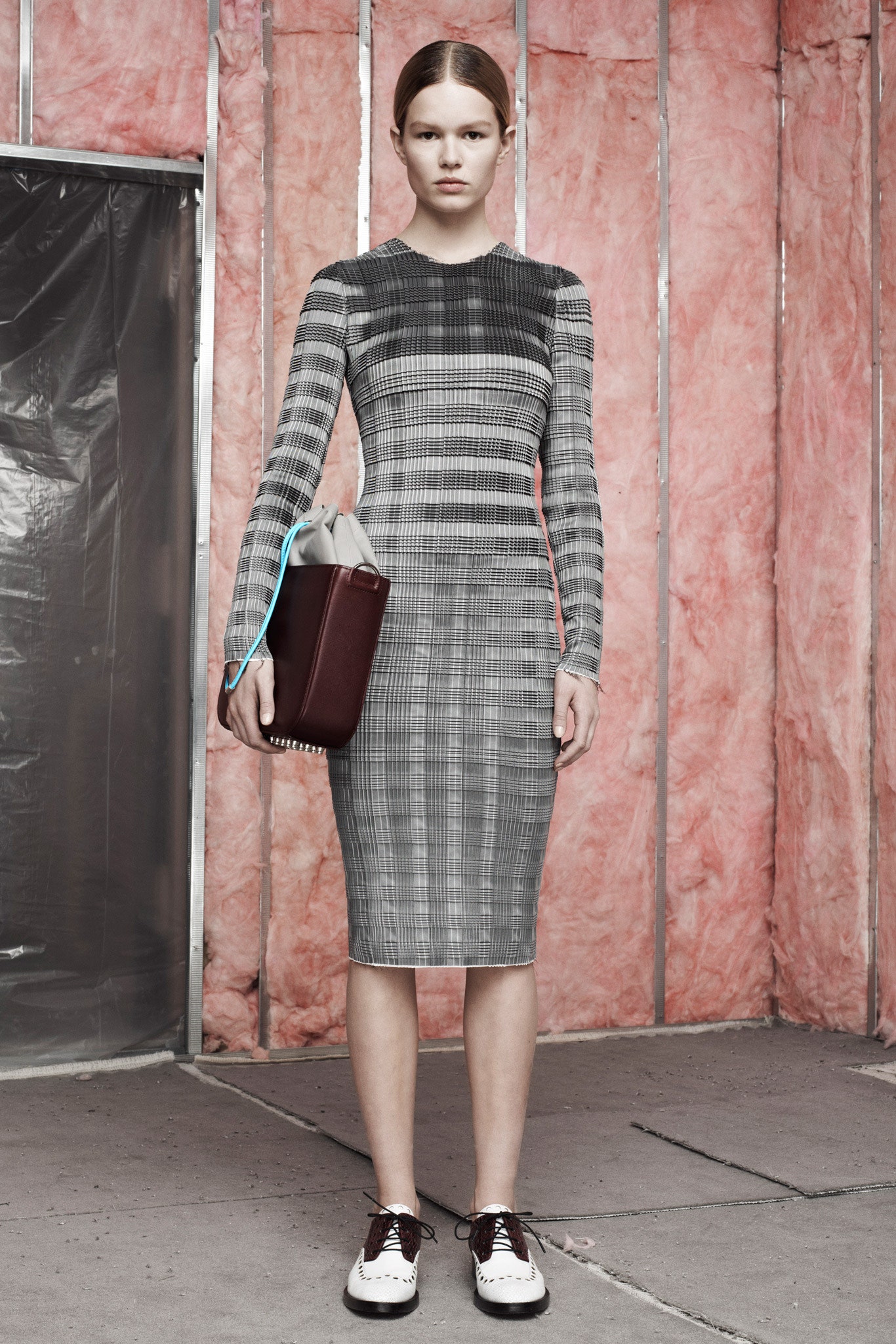 fitted gray midi dress